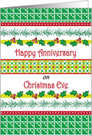 Christmas Eve Anniversary, holly accents card