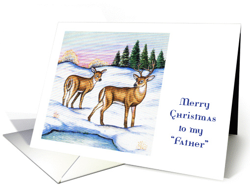 Christmas, like my Father, 2 deer in snow card (948735)