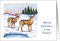 Christmas, like my Father, 2 deer in snow card