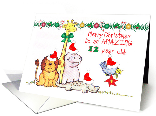 Christmas For 12 yr. Old Jungle Animals card (948972)