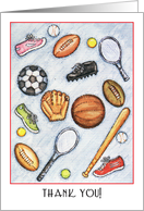 ThankYou to P. E. Teacher, sports equipment card