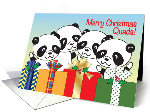 Merry Christmas to Quads, pandas & presents card (949343)