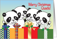 Merry Christmas to Quads, pandas & presents card