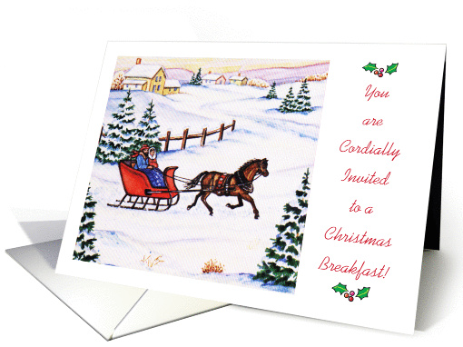 Christmas Breakfast Invitation, horse, sleigh card (950330)