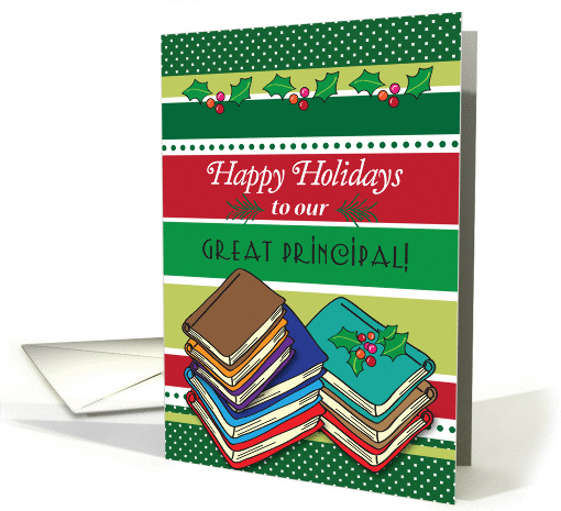 Christmas for School Principal, books card (950952)
