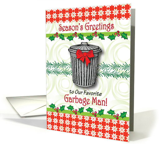 Christmas for Garbage Man, trash can card (951499)