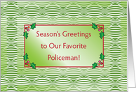 Christmas for Policeman, green background card