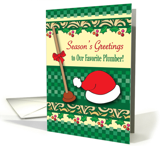Season's Greetings to Plumber, plunger card (953299)