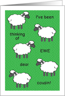 Thinking of You, to Cousin, sheep card