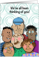 Thinking of You, from all of us, cartoon people card