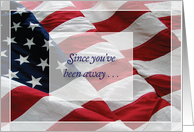 I Miss You, deployed military spouse, American Flag card