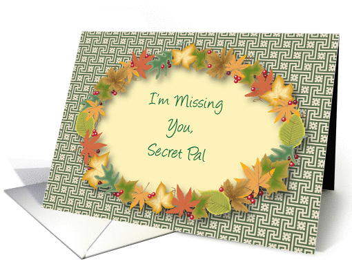Missing You to Secret Pal, colorful leaves wreath card (963443)