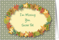 Missing You to Secret Pal, colorful leaves wreath card
