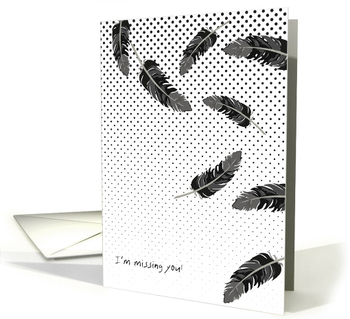 Missing You, Gothic Theme, black crow feathers card (965329)