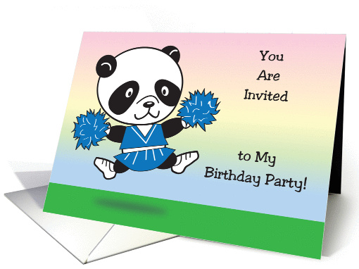 Cheerleading Theme Birthday Invitation, panda card (965953)