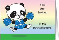 Cheerleading Theme Birthday Invitation, panda card