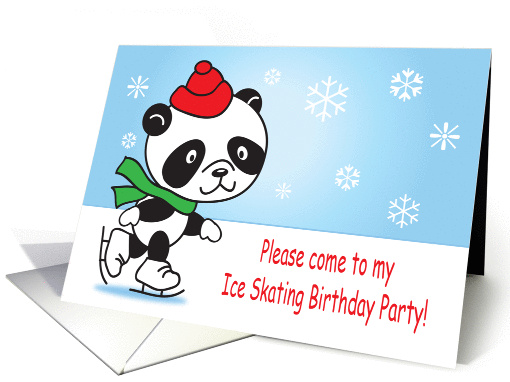 Ice Skating Birthday Party Invitation, panda card (965967)