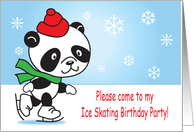 Ice Skating Birthday Party Invitation, panda card