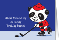 Ice Hockey Theme Birthday Invitation, panda card