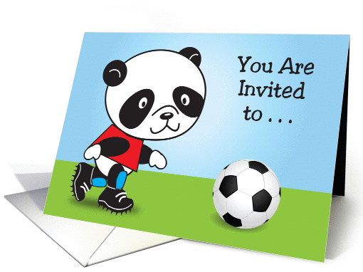 Soccer Theme Birthday Party Invitation, panda card (966387)