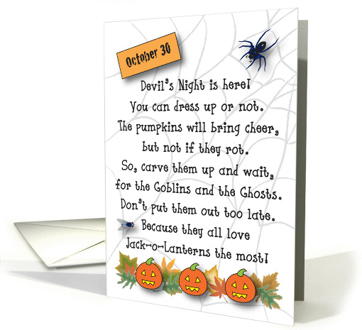 Devil's Night, Oct. 30, spider web, spider card (968875)