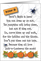 Devil’s Night, Oct. 30, spider web, spider card