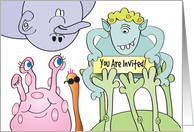 Funny Monsters Birthday Party Invitation card