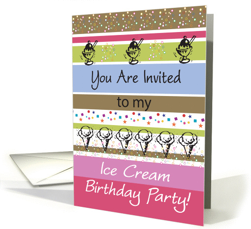 Ice Cream Birthday Party Invitation, sprinkles card (969391)