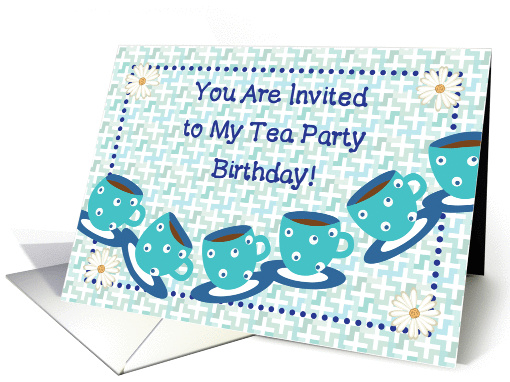 Children's Tea Birthday Party Invitation, tea cups card (969437)