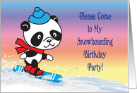 Kid’s Snowboarding Birthday Party Invitation, panda card