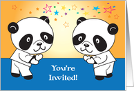 Children’s Martial Arts Theme Birthday Party Invitation, pandas card