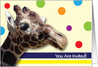 Children’s Zoo Theme Birthday Party Invitation, giraffe card