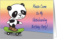 Kid’s SkateboardingTheme Birthday Party Invitation, panda card