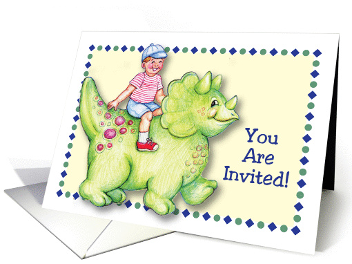 Kid's Dinosaur Theme Birthday Party Invitation, boy card (970251)