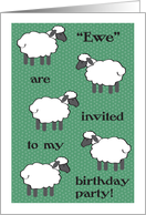 Birthday Party Invitation, Sheep Theme card