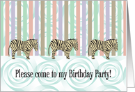 Kid’s Zebra Theme Birthday Party Invitation card