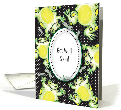 Get Well Soon, frog theme, dragonflies card (973973)