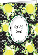 Get Well Soon, frog theme, dragonflies card