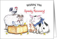 Speedy Recovery, farm animals theme card