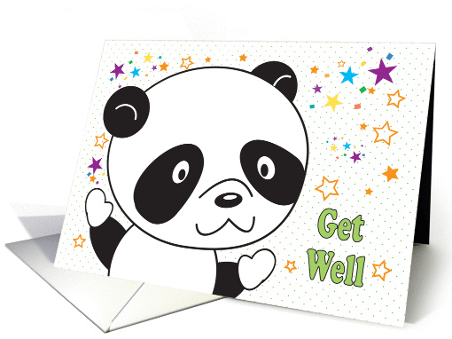 Get well, panda theme, stars card (974375)