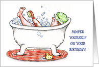 Happy Birthday to Sorority Sister, bubble bath card