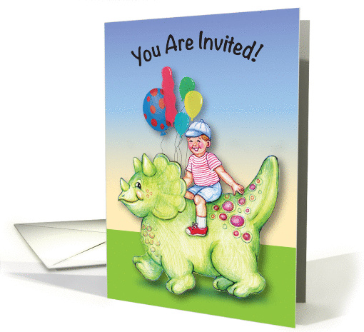 Invitation to Dinosaur Themed Birthday Party card (981225)