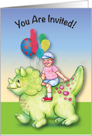Invitation to Dinosaur Themed Birthday Party card