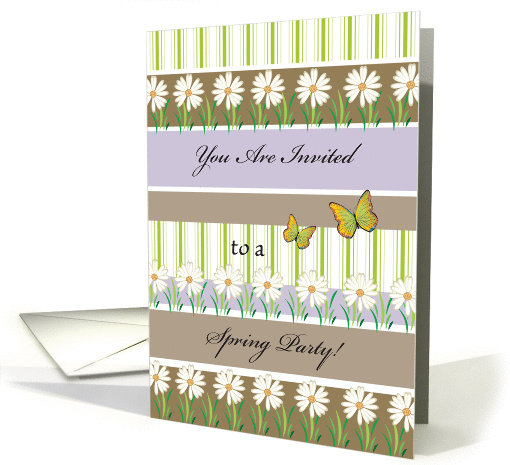 Spring Party invitation, daisies, butterflies card (981637)