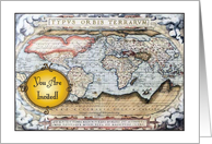 Around the World Party Invitation, vintage map card