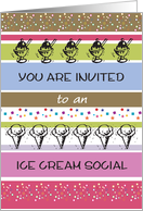 Invitation to Ice Cream social, sprinkles card