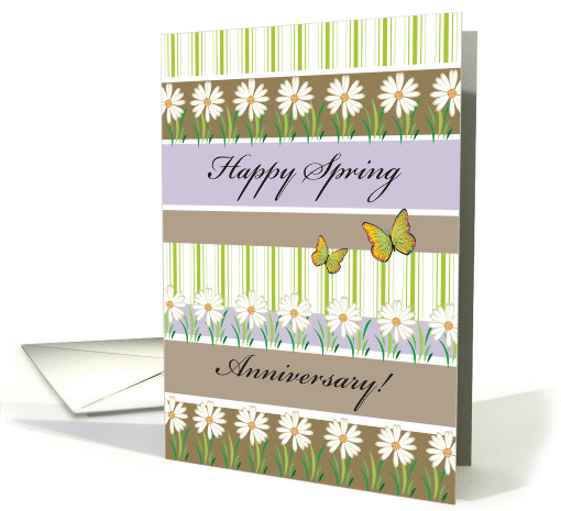Happy Wedding Anniversary, Spring, daisies, butterflies card (984733)