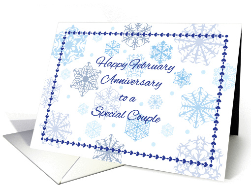 Happy Wedding Anniversary, February, snowflakes card (984993)