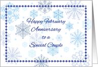 Happy Wedding Anniversary, February, snowflakes card