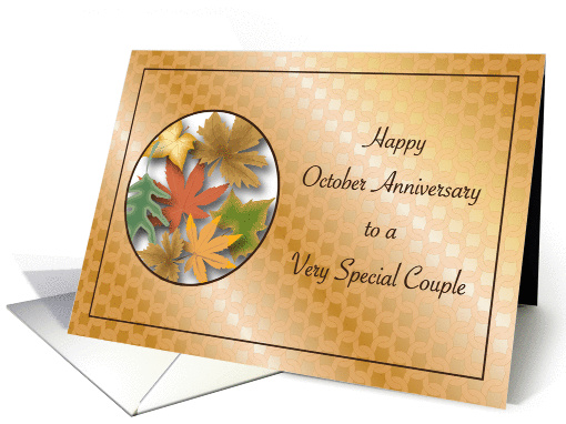 Happy Wedding Anniversary, October, autumn leaves card (985063)